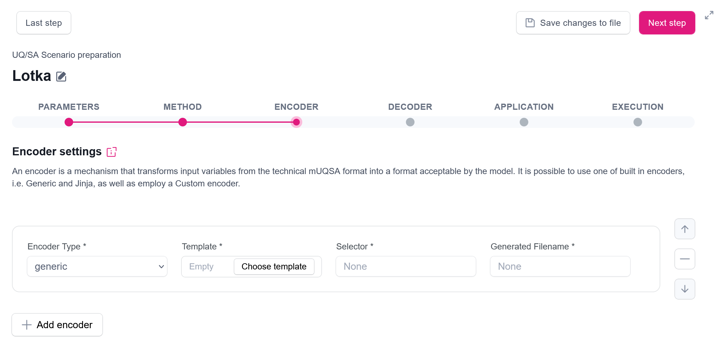 Selecting and configuring encoder