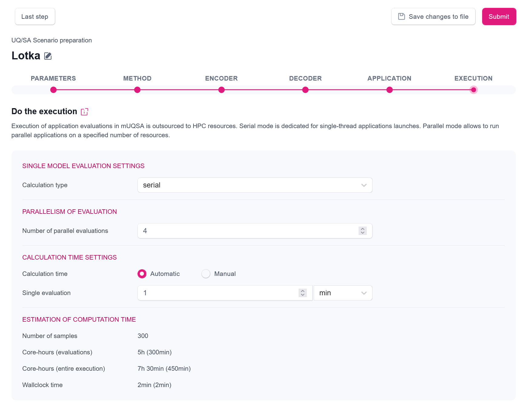 Configuring mUQSA task execution