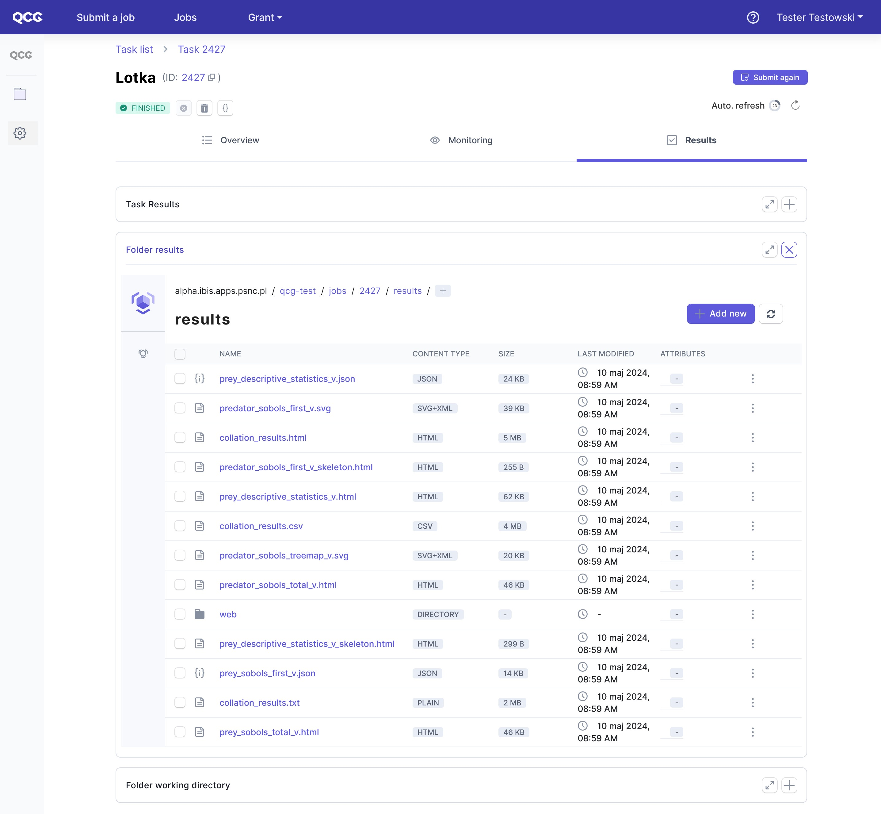 Accessing raw results data
