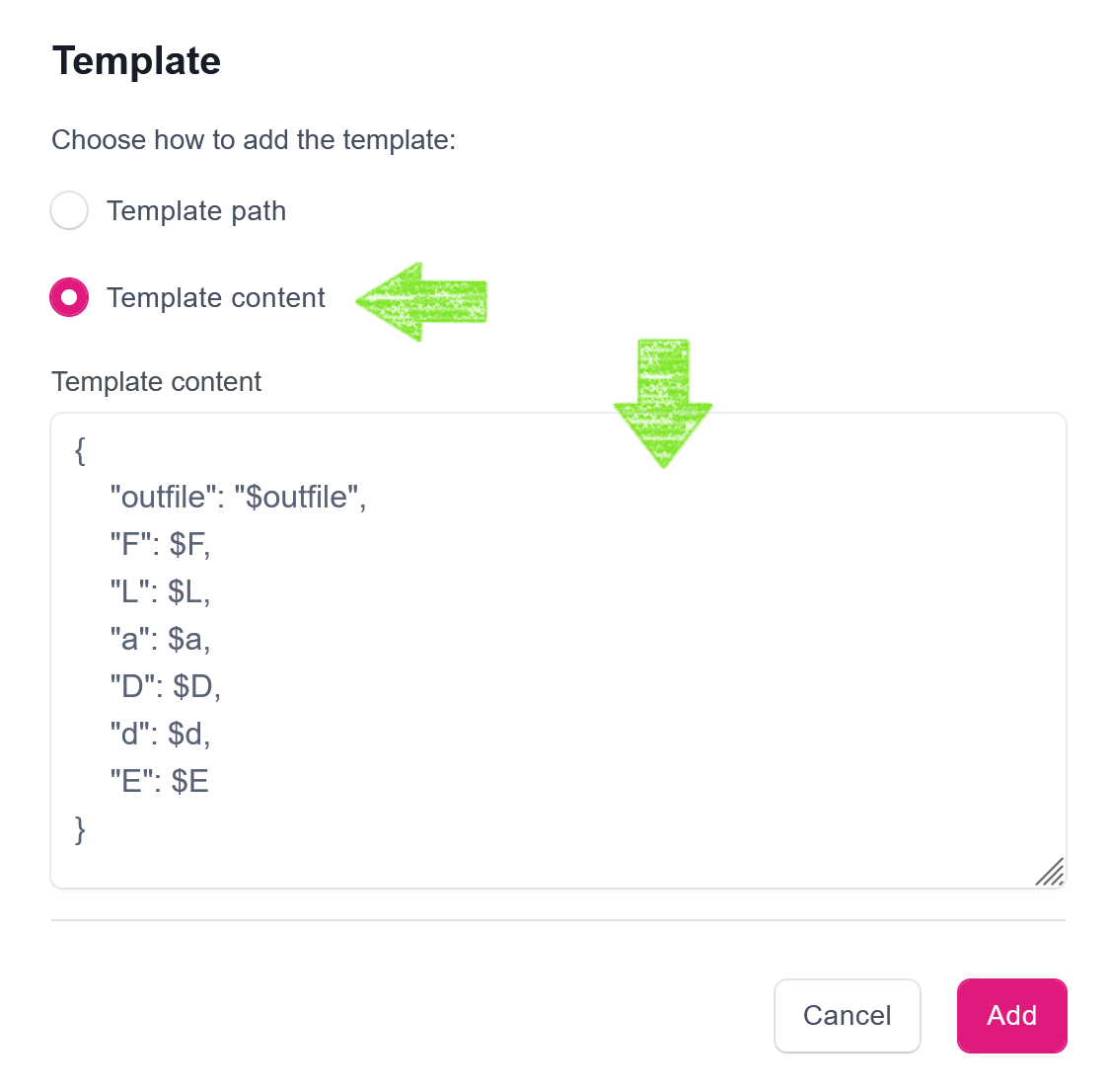 Tube deflection template content for the *Generic* encoder