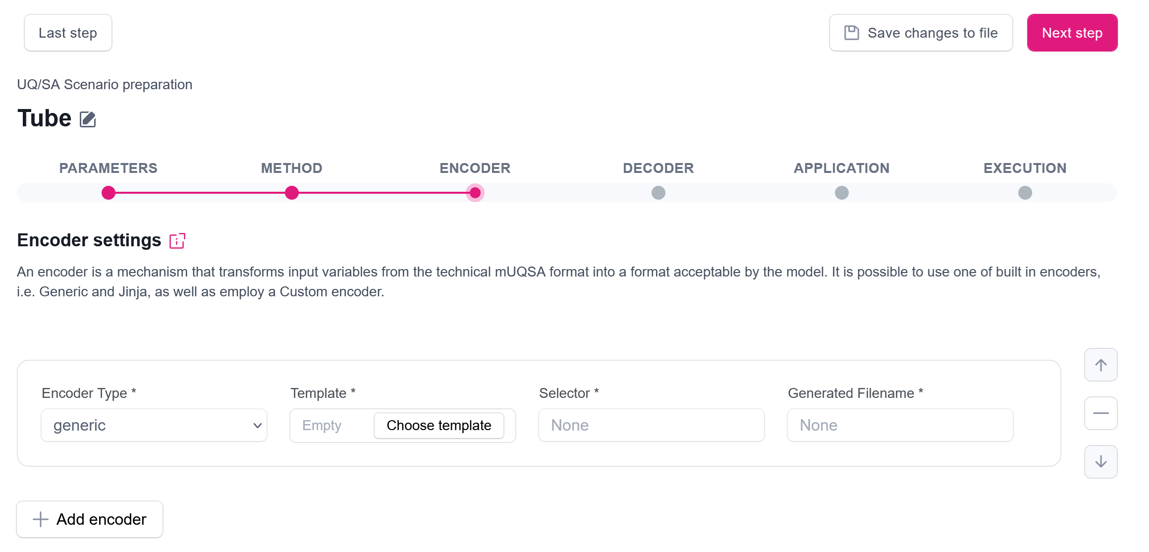 Selecting and configuring encoder