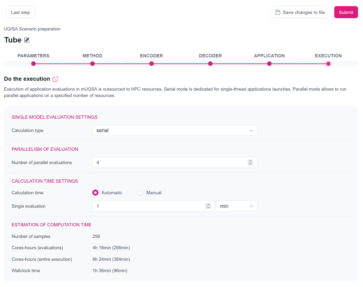 Configuring mUQSA task execution